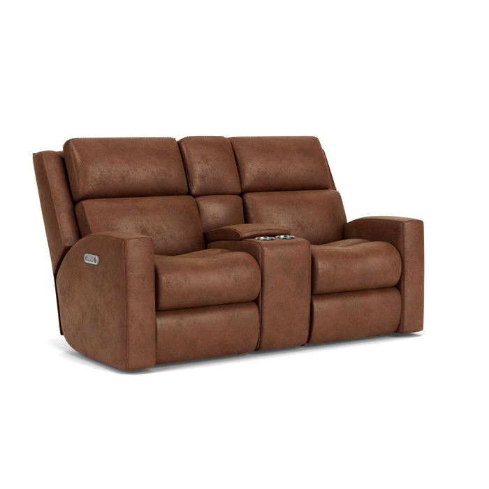 Score 2805-601L Power Reclining Loveseat with Console & Power Headrests & Lumbar - Holmwood's Furniture & Design Center (Somersworth, NH)