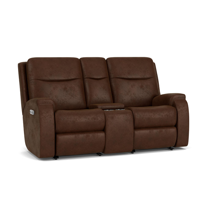 Penn 2860-601L Power Reclining Loveseat with Console & Power Headrests & Lumbar - Holmwood's Furniture & Design Center (Somersworth, NH)