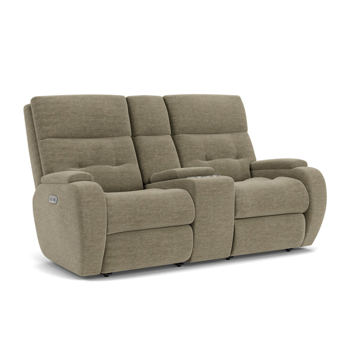 Strait 2906-601H Power Reclining Loveseat with Console & Power Headrests - Holmwood's Furniture & Design Center (Somersworth, NH)