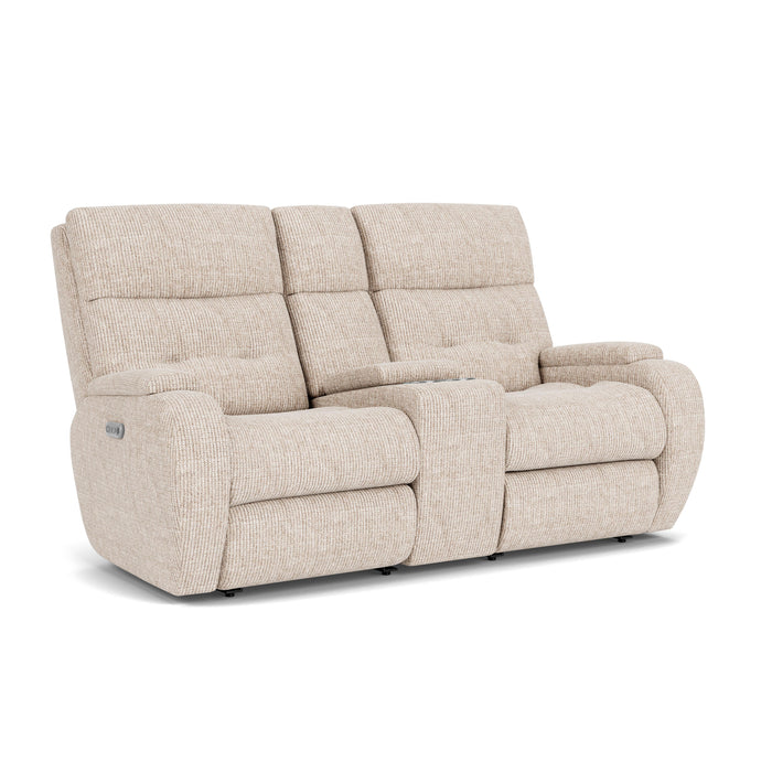 Strait 2906-601H Power Reclining Loveseat with Console & Power Headrests - Holmwood's Furniture & Design Center (Somersworth, NH)