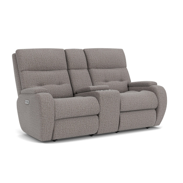 Strait 2906-601H Power Reclining Loveseat with Console & Power Headrests - Holmwood's Furniture & Design Center (Somersworth, NH)