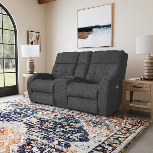 Strait 2906-601H Power Reclining Loveseat with Console & Power Headrests - Holmwood's Furniture & Design Center (Somersworth, NH)