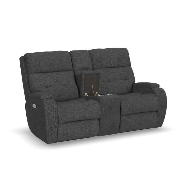 Strait 2906-601H Power Reclining Loveseat with Console & Power Headrests - Holmwood's Furniture & Design Center (Somersworth, NH)