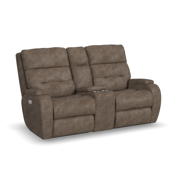 Strait B3906-601H Power Reclining Loveseat with Console & Power Headrests - Holmwood's Furniture & Design Center (Somersworth, NH)