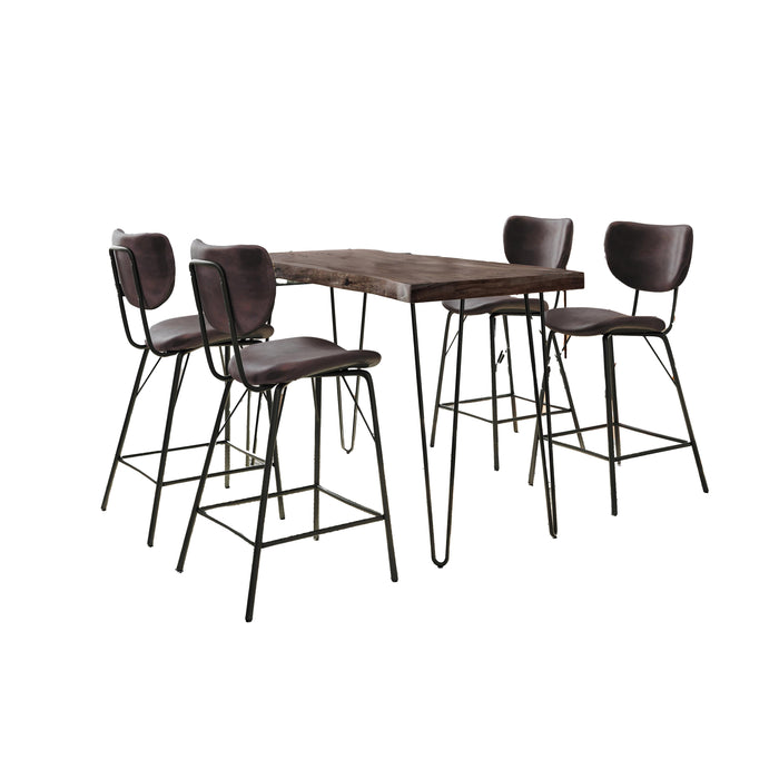 Natures Edge 5 Piece Counter Set with Modern Barstools