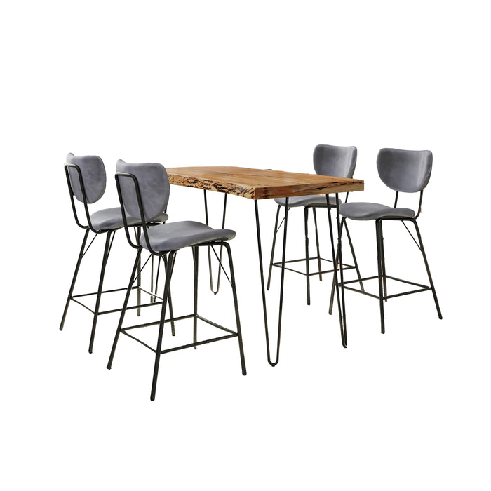 Natures Edge 5 Piece Counter Set with Modern Barstools