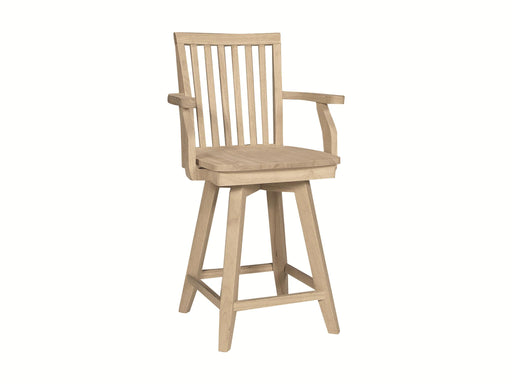 Stools 24'' Mission Swivel Counter Stool w/Arms - Holmwood's Furniture & Design Center (Somersworth, NH)