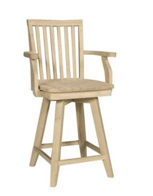 Stools 30" Mission Bar Stool w/Arms - Holmwood's Furniture & Design Center (Somersworth, NH)
