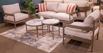 Bluff Trail Outdoor Love/Chairs/Tables Set (Set of 5) - Holmwood's Furniture & Design Center (Somersworth, NH)