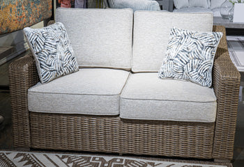 Laguna Heights Outdoor Loveseat with Cushion - Holmwood's Furniture & Design Center (Somersworth, NH)