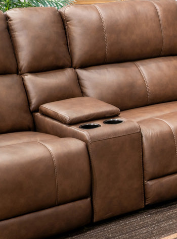 Bleckley Power Reclining Sectional Loveseat with Console - Holmwood's Furniture & Design Center (Somersworth, NH)