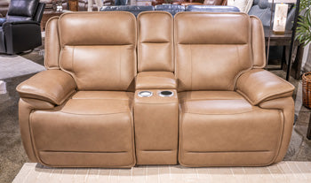 Glencroft Power Reclining Loveseat with Console - Holmwood's Furniture & Design Center (Somersworth, NH)