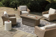 Beachcroft Beachcroft Fire Pit Table with Four Nuvella Swivel Lounge Chairs - Holmwood's Furniture & Design Center (Somersworth, NH)