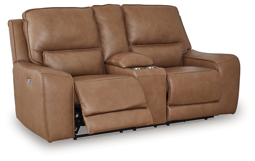 DeepWakes Power Reclining Loveseat with Console - Holmwood's Furniture & Design Center (Somersworth, NH)