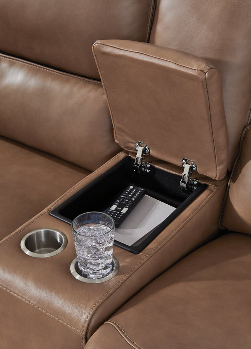 DeepWakes Power Reclining Loveseat with Console - Holmwood's Furniture & Design Center (Somersworth, NH)