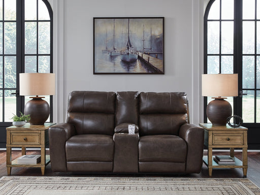 Crossplex Power Reclining Loveseat with Console - Holmwood's Furniture & Design Center (Somersworth, NH)