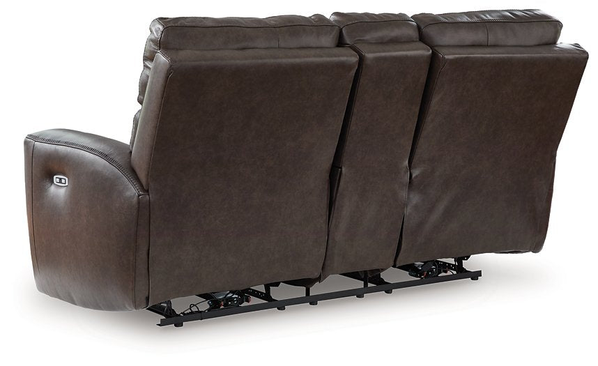 Crossplex Power Reclining Loveseat with Console - Holmwood's Furniture & Design Center (Somersworth, NH)