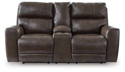Crossplex Power Reclining Loveseat with Console - Holmwood's Furniture & Design Center (Somersworth, NH)