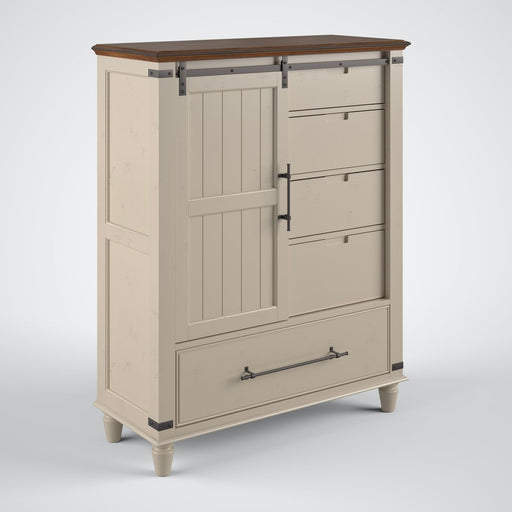 John Thomas Farmhouse Chic Sliding Door Chest in Biscuit & Bourbon image