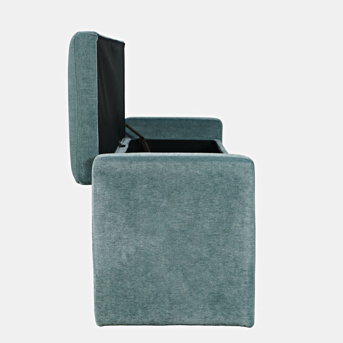 Jofran Braun 48" Contemporary Upholstered Modern Bedroom Hallway Storage Bench in Blue - Holmwood's Furniture & Design Center (Somersworth, NH)