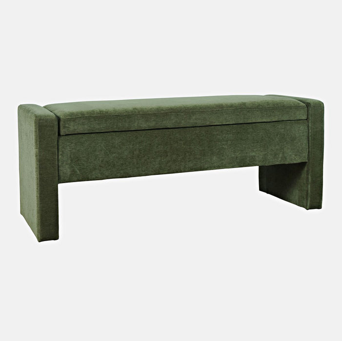 Jofran Braun 48" Contemporary Upholstered Modern Bedroom Hallway Storage Bench in Forest - Holmwood's Furniture & Design Center (Somersworth, NH)