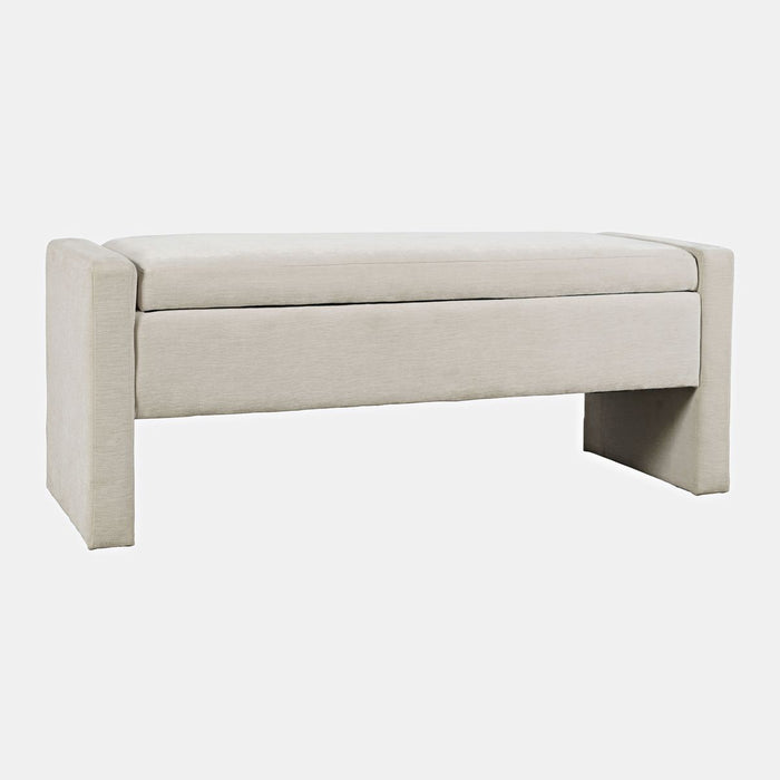 Jofran Braun 48" Contemporary Upholstered Modern Bedroom Hallway Storage Bench in Natural - Holmwood's Furniture & Design Center (Somersworth, NH)