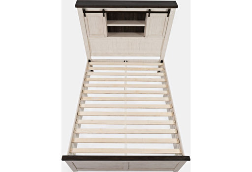 Jofran Madison County King Barn Door Bed in Vintage White - Holmwood's Furniture & Design Center (Somersworth, NH)