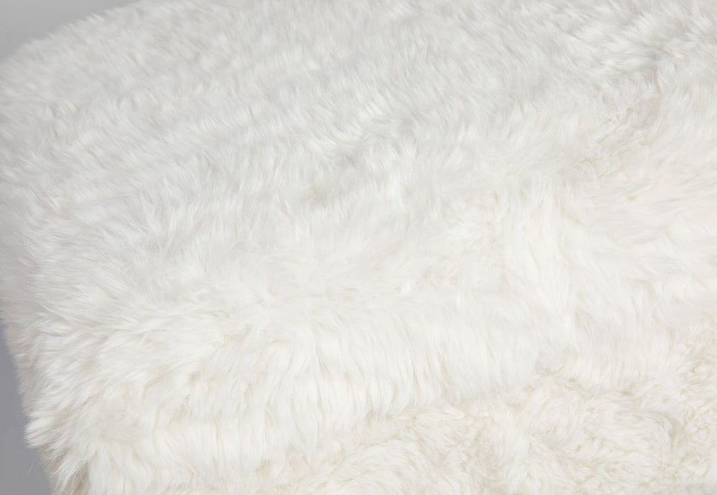 Jofran Huggy Luxury Plush Faux Fur Upholstered Storage Bench in Natural - Holmwood's Furniture & Design Center (Somersworth, NH)
