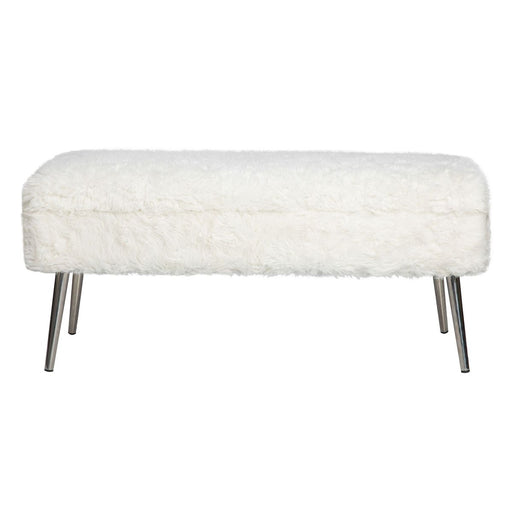 Jofran Huggy Luxury Plush Faux Fur Upholstered Storage Bench in Natural image