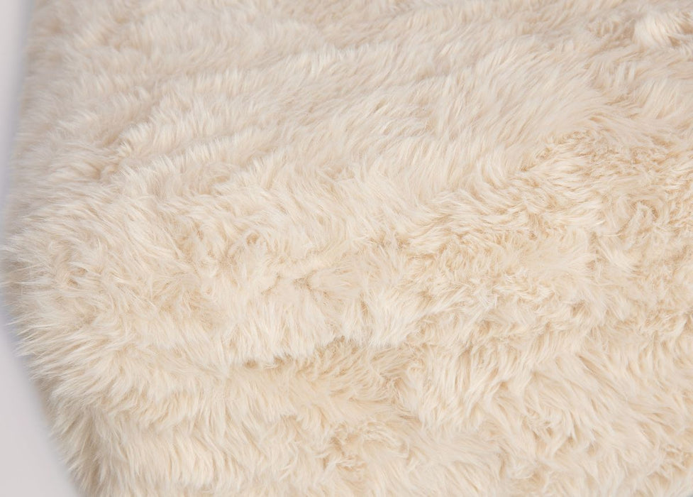 Jofran Huggy Luxury Plush Faux Fur Upholstered Storage Bench in Sand - Holmwood's Furniture & Design Center (Somersworth, NH)