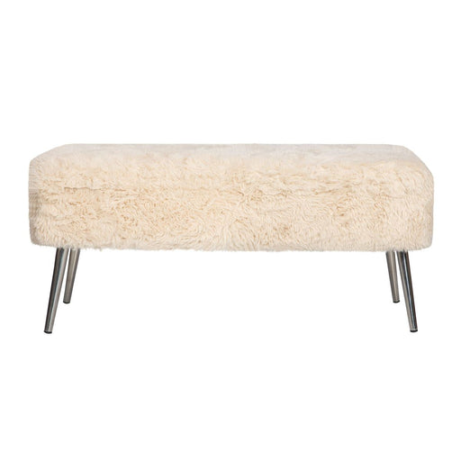 Jofran Huggy Luxury Plush Faux Fur Upholstered Storage Bench in Sand image