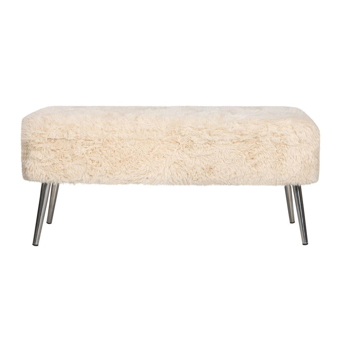 Jofran Huggy Luxury Plush Faux Fur Upholstered Storage Bench in Sand image