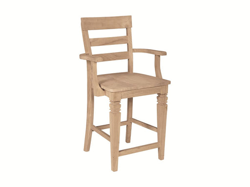 John Thomas Unfinished 24'' Java Arm Counter Chair image