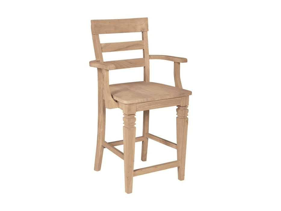 John Thomas Unfinished 24'' Java Arm Counter Chair image