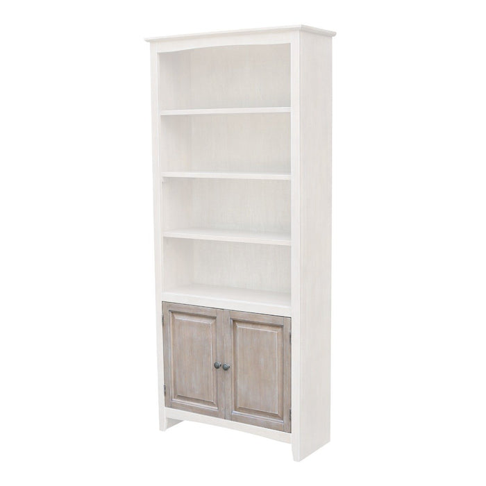 John Thomas Furniture Home Accents 72" Shaker Bookcase w/ a Pair of Bookcase Doors in Taupe Gray - Holmwood's Furniture & Design Center (Somersworth, NH)