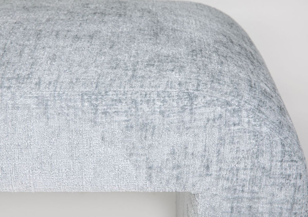 Jofran Sophia Modern Luxury Curved Upholstered Jacquard Bench - Large in Blue - Holmwood's Furniture & Design Center (Somersworth, NH)