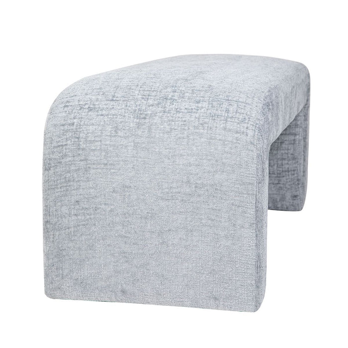 Jofran Sophia Modern Luxury Curved Upholstered Jacquard Bench - Large in Blue - Holmwood's Furniture & Design Center (Somersworth, NH)