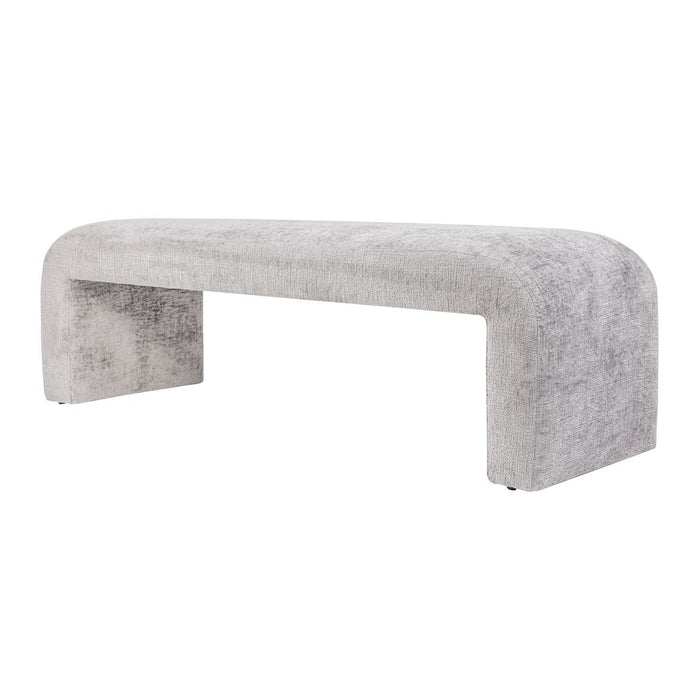Jofran Sophia Modern Luxury Curved Upholstered Jacquard Bench - Large in Grey - Holmwood's Furniture & Design Center (Somersworth, NH)