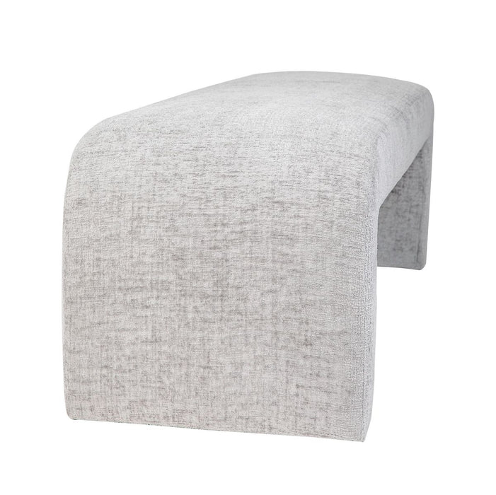 Jofran Sophia Modern Luxury Curved Upholstered Jacquard Bench - Large in Grey - Holmwood's Furniture & Design Center (Somersworth, NH)