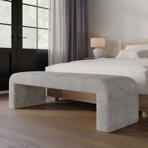 Jofran Sophia Modern Luxury Curved Upholstered Jacquard Bench - Large in Grey - Holmwood's Furniture & Design Center (Somersworth, NH)