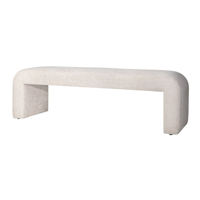Jofran Sophia Modern Luxury Curved Upholstered Jacquard Bench - Large in Natural - Holmwood's Furniture & Design Center (Somersworth, NH)