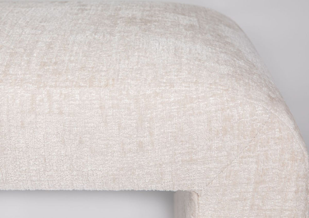 Jofran Sophia Modern Luxury Curved Upholstered Jacquard Bench - Large in Natural - Holmwood's Furniture & Design Center (Somersworth, NH)