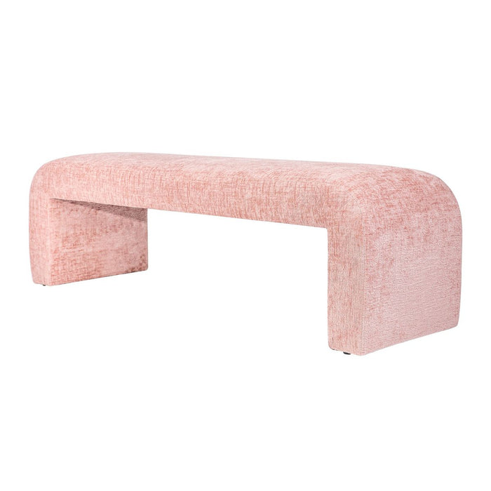 Jofran Sophia Modern Luxury Curved Upholstered Jacquard Bench - Large in Pink - Holmwood's Furniture & Design Center (Somersworth, NH)