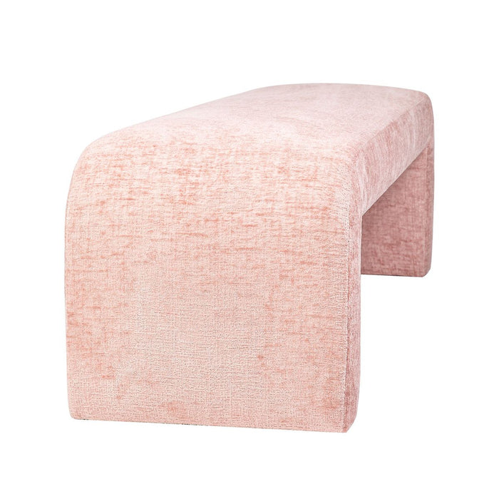 Jofran Sophia Modern Luxury Curved Upholstered Jacquard Bench - Large in Pink - Holmwood's Furniture & Design Center (Somersworth, NH)