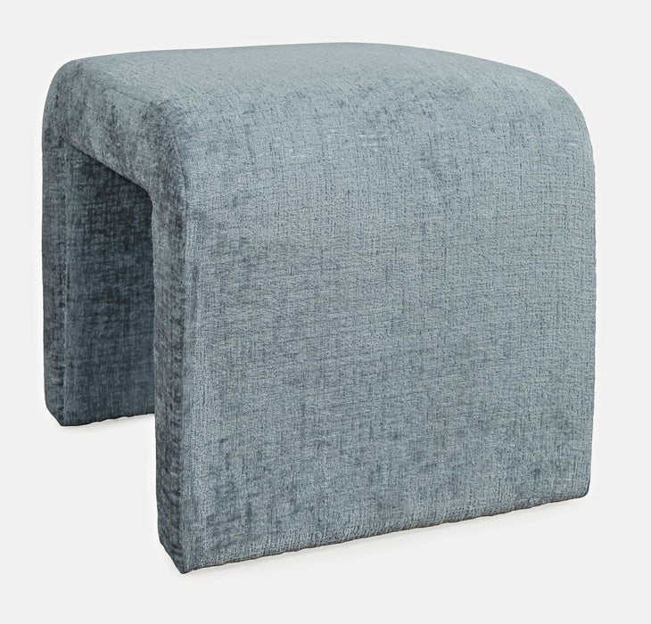 Jofran Sophia Modern Luxury Curved Upholstered Jacquard Petite Ottoman Bench (Set of 2) in Blue - Holmwood's Furniture & Design Center (Somersworth, NH)