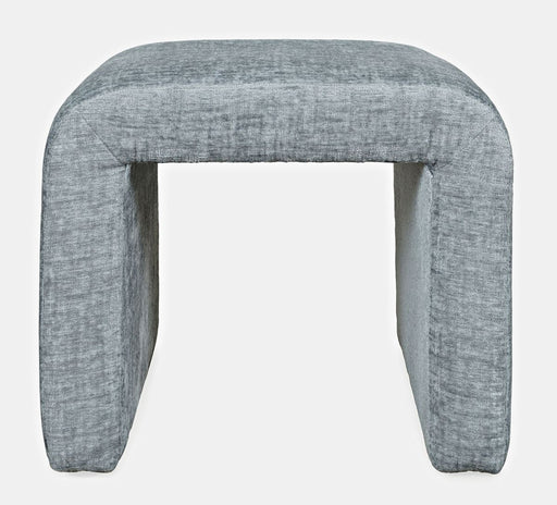 Jofran Sophia Modern Luxury Curved Upholstered Jacquard Petite Ottoman Bench (Set of 2) in Blue image
