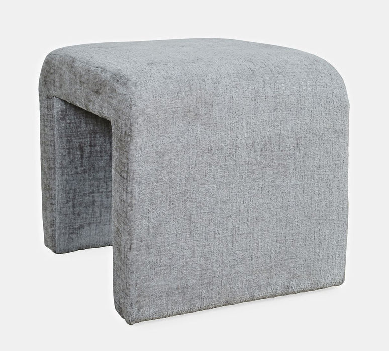 Jofran Sophia Modern Luxury Curved Upholstered Jacquard Petite Ottoman Bench (Set of 2) in Grey - Holmwood's Furniture & Design Center (Somersworth, NH)