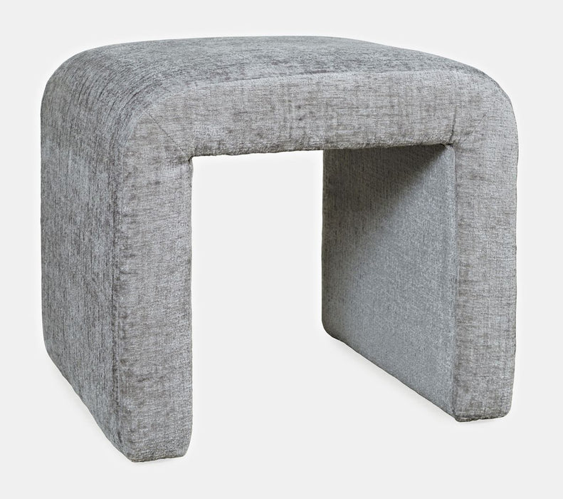 Jofran Sophia Modern Luxury Curved Upholstered Jacquard Petite Ottoman Bench (Set of 2) in Grey - Holmwood's Furniture & Design Center (Somersworth, NH)