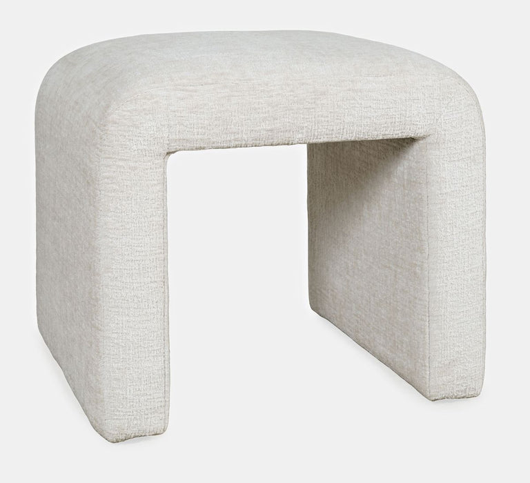 Jofran Sophia Modern Luxury Curved Upholstered Jacquard Petite Ottoman Bench (Set of 2) in Natural - Holmwood's Furniture & Design Center (Somersworth, NH)