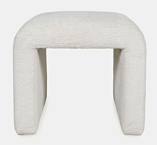 Jofran Sophia Modern Luxury Curved Upholstered Jacquard Petite Ottoman Bench (Set of 2) in Natural image
